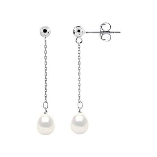 PEARLS & COLORS NATURAL FINE PEARLS pearls & colors - orecchini pendenti con vere perle di coltura d'acqua dolce e pere, 8-9 mm, qualità aaa+, argento 925 millesimi, gioiello da donna