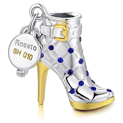 ROSATO charm my shoes sh010 scarpa argento 925 placcato oro 18 kt con zirconi blu