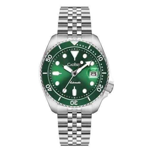 CADISEN orologio automatico da uomo meccanico automatico nh35 vetro zaffiro tempo libero impermeabile, verde
