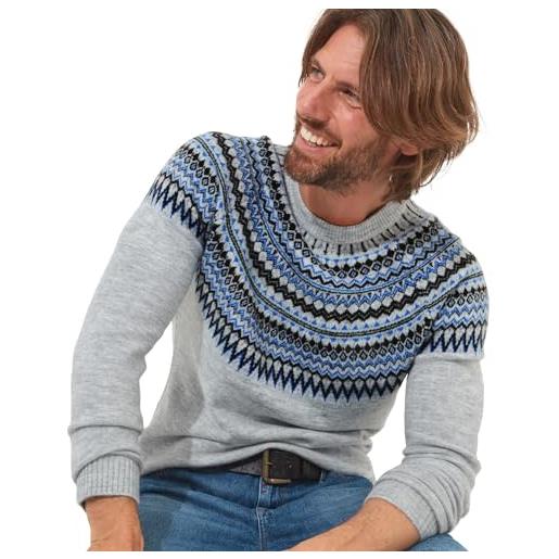 Joe Browns fairisle-maglione lavorato a maglia girocollo pullover, grigio, xl uomo