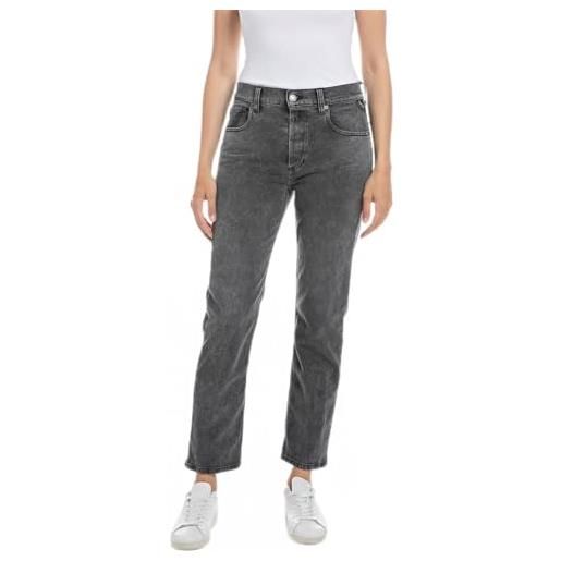 REPLAY jeans donna maijke straight fit recycled in denim comfort, grigio (medium grey 096), w29 x l30