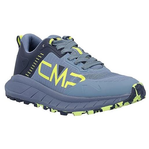 CMP hamber lifestyle shoes, sneaker uomo, dusty blue-yellow fluo, 45 eu