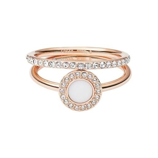 Fossil anello da donna, anello in acciaio inossidabile oro rosa, jf02666791