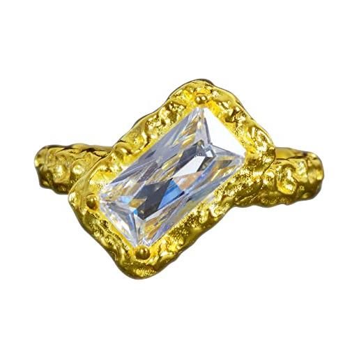 NicoWerk anello da donna in argento con pietra in argento sterling 925 struttura dorata zirconi nobili irregolari regolabile aperto sri813