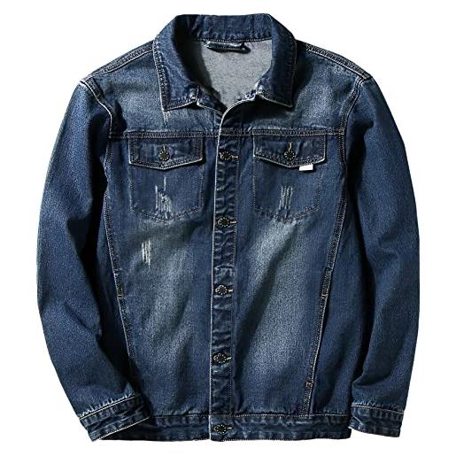ANUFER uomini vestibilità ampia vintage giacca di jeans classico cappotto western trucker jeans blu sn070642 2xl