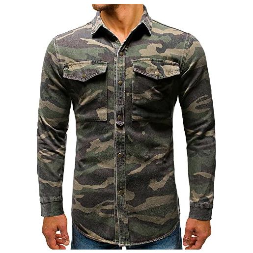 TANGLI unisex camouflage cotton mill hunt shirt manica lunga antivento vintage camicia a maniche lunghe da uomo militare fleece combat shirt tattica casual elegante. 