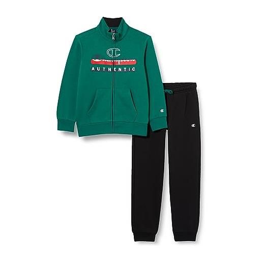 Champion legacy legacy sweatsuits b - graphic shop powerblend fleece full zip tuta sportiva, verde scuro/nero, 7-8 anni bambino fw23
