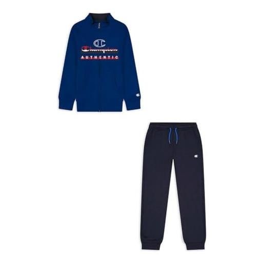 Champion legacy legacy sweatsuits b - graphic shop powerblend fleece full zip tuta sportiva, rosso scuro/blu marino, 11-12 anni bambino fw23