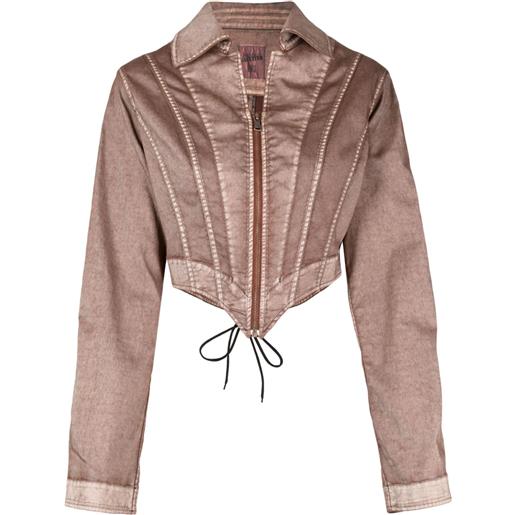 Jean Paul Gaultier giacca denim crop stile corsetto - marrone