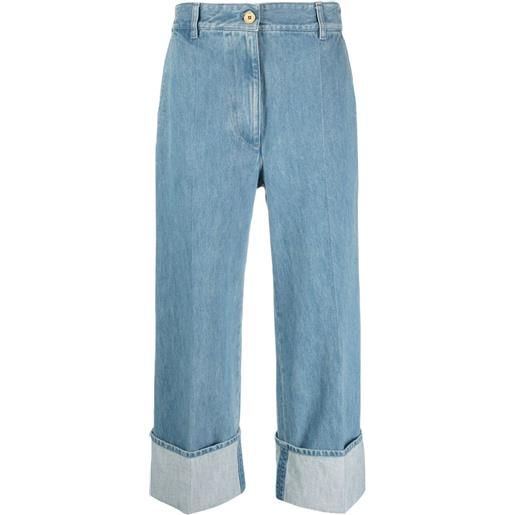 Patou jeans iconic crop a gamba ampia - blu