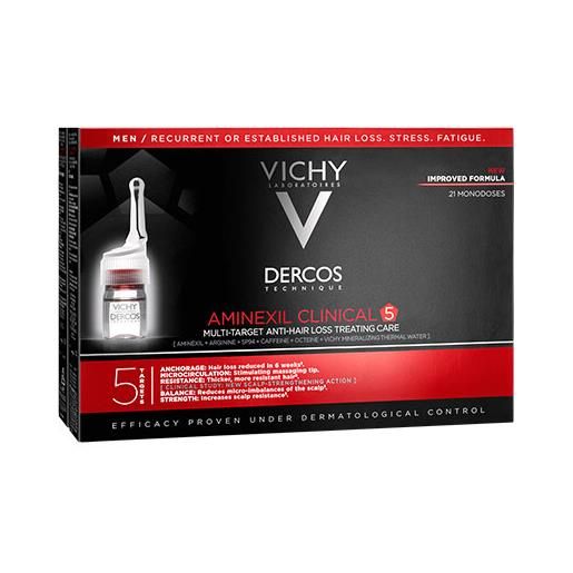 Vichy trattamento multiuso contro la caduta dei capelli da uomo dercos aminexil clinical 5 21 x 6ml