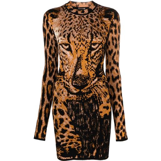 Roberto Cavalli abito leopardato corto - toni neutri