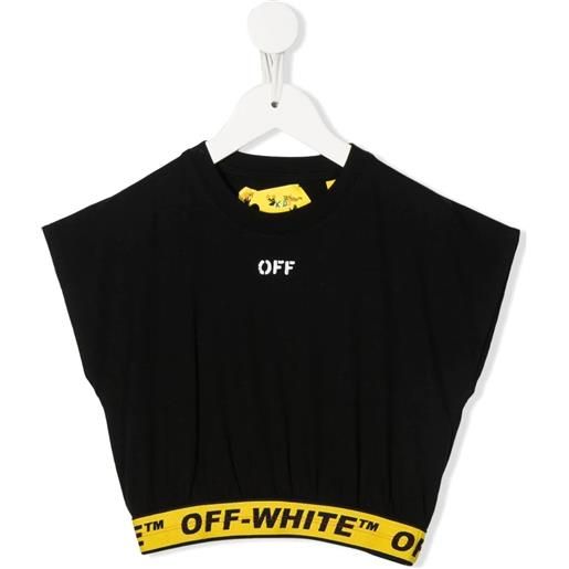 OFF-WHITE KIDS t-shirt cropped con banda con logo