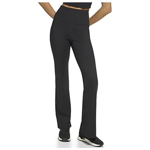 DKNY sport women's balance flare tight a vita alta leggings, nero, s donna