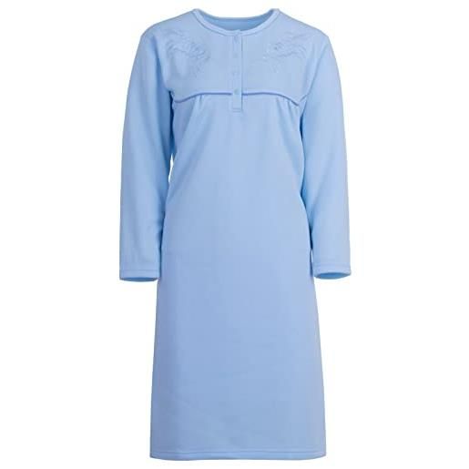 Romesa, camicia da notte termica, monocromatica, con ricami di alta qualità, morbida e calda blau xl