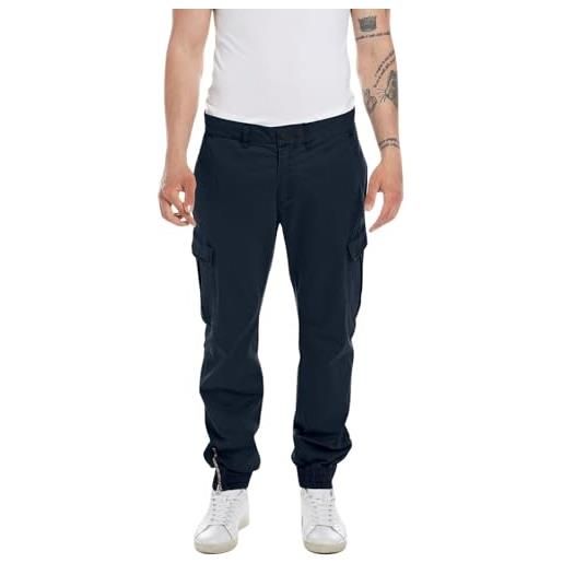 REPLAY pantaloni uomo in cotone comfort, grigio (warm grey. 104), w33 x l32