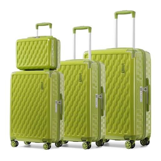 Sea choice set di 3 valigie abs+pc custodia cosmetica set di valigie con serratura tsa 4 ruote girevoli, set di bagagli da viaggio 4 pezzi (55cm/65cm/75cm)