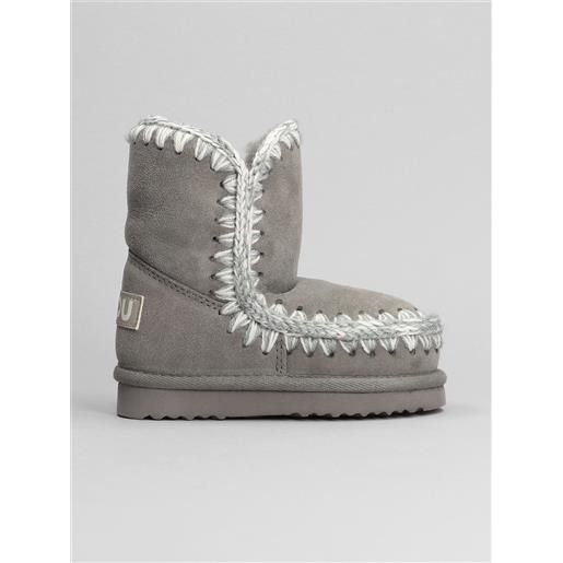 Mou kids tronchetti tacco basso eskimo boot kid in camoscio grigio