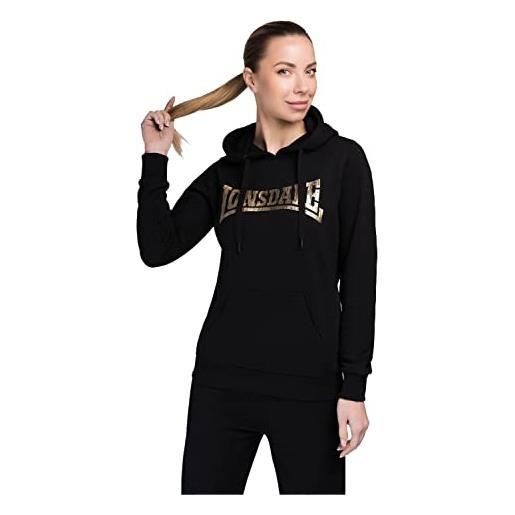 Lonsdale beauly felpa con cappuccio, nero/oro, xs donna