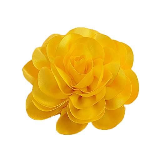 CHENGXINWENHUA spilla grande con fiori oversize da 20,3 cm, per donne e uomini, spilla a forma di fiore oversize per matrimoni, feste, vestiti e sciarpe (giallo)