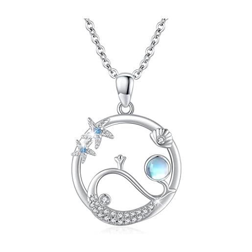 XIXLES collana in argento sterling 925, con ciondolo a forma di cane/gatto/coniglio/balena/colibrì, regalo per donne ragazze mamma, argento sterling, pietra di luna