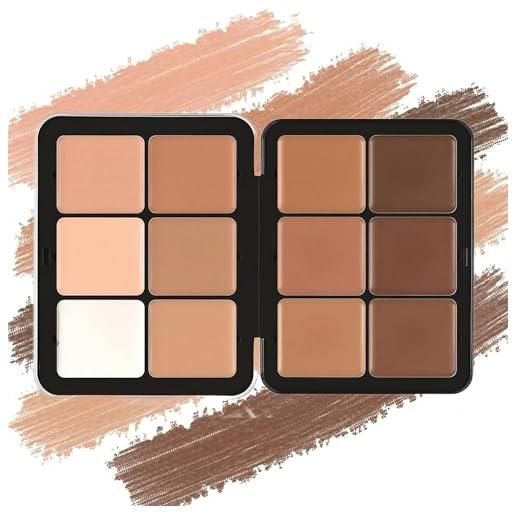 akistars concealer palette, makeup, 12 colors cream blush palette, long-wearing full coverage makeup for flawless skin (concealer palette-a)