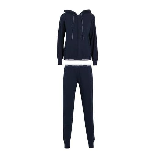 Emporio armani tuta donna, giacca con cappuccio e pantalone cotone, 164145cc270 (l, black)