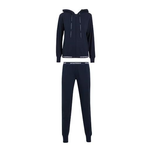 Emporio Armani tuta donna in cotone leggero, con cappuccio e zip. , blue, s