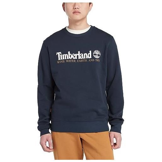 Timberland wwes crew neck sweatshirt (regular bb) dark sapphirewhite maglia di tuta, zaffiro, s uomo