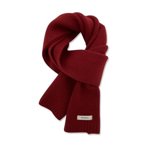 LumiSyne invernale sciarpa in lana lavorate a maglia per donna uomo tinta unita classica maglia a coste lungo sciarpa da collo pashmina morbido calda fazzoletto da collo 150×20cm