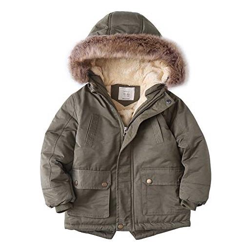 YFPICO caldo e spesso abbigliamento per bambini moderno cappotto invernale in cotone per bambini giacca con cappuccio, marina militare, 4-5 anni etichetta 110