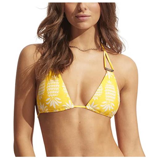 Seafolly slide, bikini a triangolo, costume da bagno con dettaglio ad anello, corsica citron, 46 donna