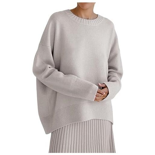 FNKDOR 2023 maglione donna autunno inverno maglione lungo locker maglione cashmere, beige. , m