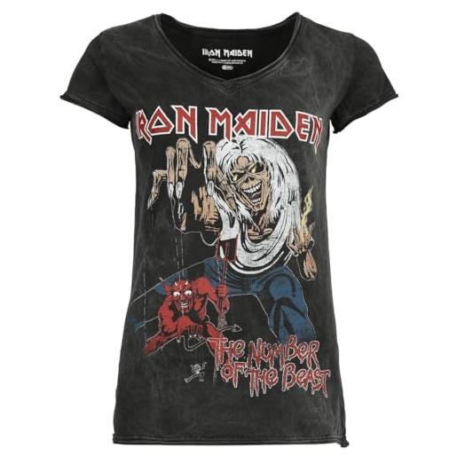 Iron Maiden the number of the beast donna t-shirt nero m 100% cotone largo