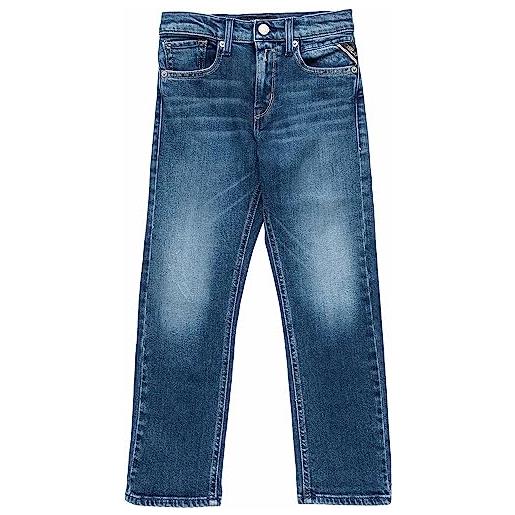 Replay replay jeans da ragazzo thad fidanzato fit con elasticizzato, blu (dark blue 007), 16 anni