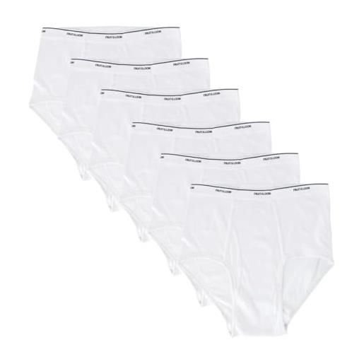 Fruit of the loom mens cotton white briefs 6 pack, l, white