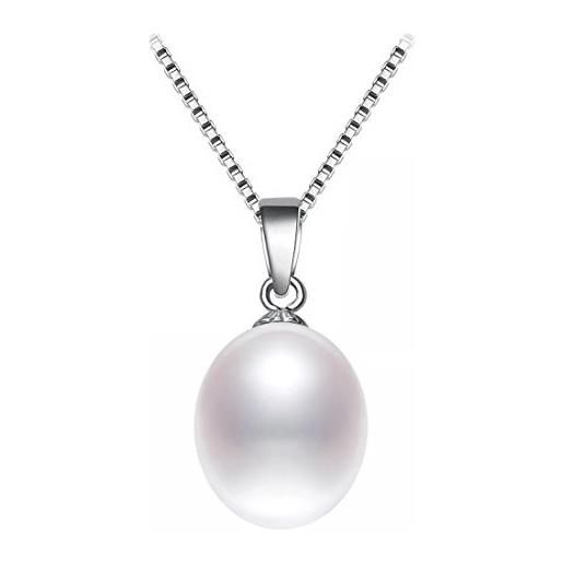 Kim Johanson, collana di perle nina in argento sterling 925, con perla d'acqua dolce come ciondolo, da donnasacchettino per gioielli incluso (lingua italiana non garantita)