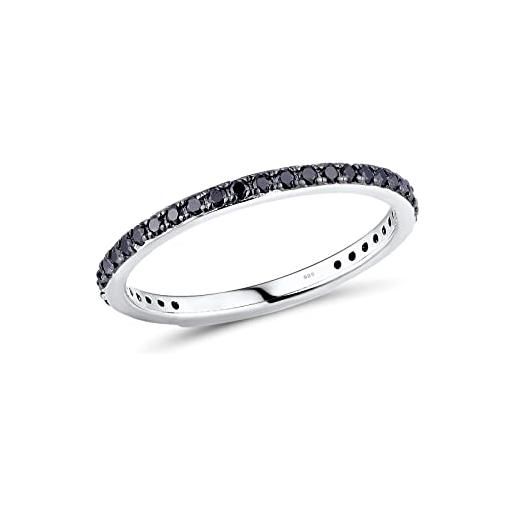 Santuzza anello impilabile in argento sterling 925, anello di fidanzamento e matrimonio da donna, metallo metallo gemma, spinello nero. 