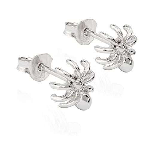 NKlaus coppia di orecchini a perno piccoli ragno in argento 925 antiriflesso 9x8mm motivo orecchini 9899