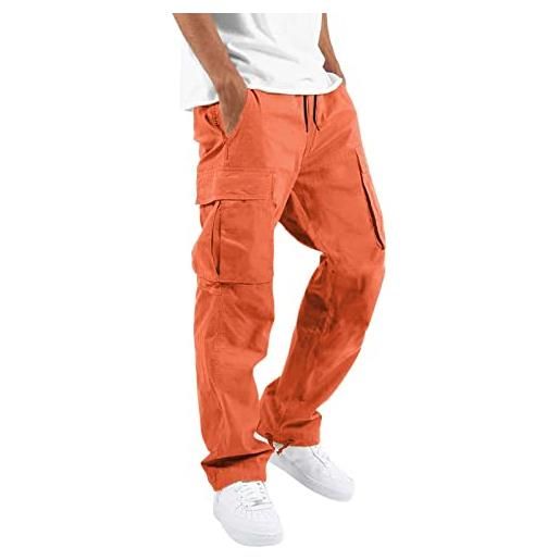 JokeLomple pantaloni cargo uomo - vita alta dritto pantaloni con multi tasche slim fit resistente e durevole vestibilità regolare pantaloni casual sport trousers