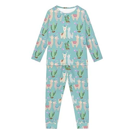 Howilath pigiama per bambini carino guinea pig cuore fiore verde morbido pigiameria manica lunga pigiameria per ragazzi ragazze, alpaca stampata, 5-6 anni