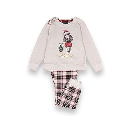 Gorjuss santoro london pigiama invernale bambina in caldo cotone motivo natalizio pantaloni tartan art. 55599 (4 anni)