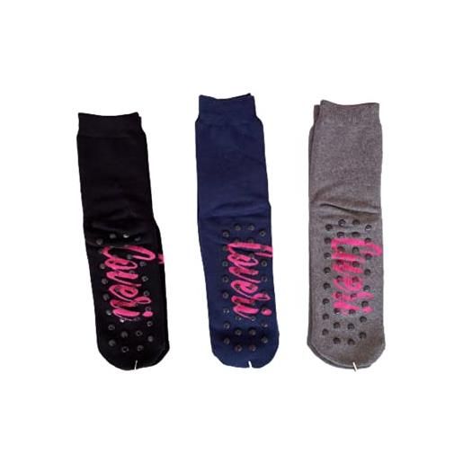 Cotone 6 e 12 paia calze corte donna interlock con antiscivolo colori assortiti art. Cherie taglia unica - enrico coveri (6)