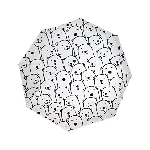 Generic balll ombrello pieghevole auto aperto chiudere anti-uv orso polare cartoon viaggi ombrello compatto portatile, cartone animato orso polare