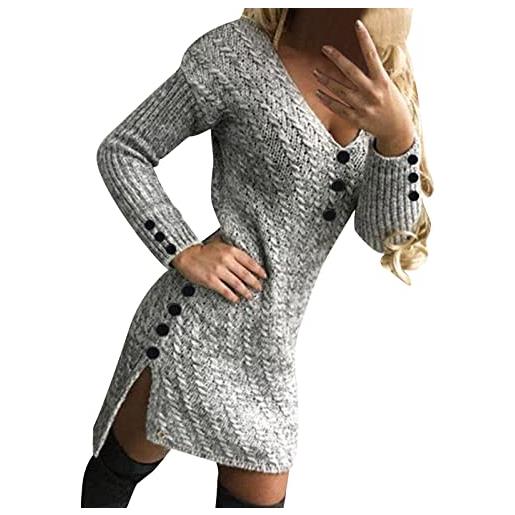 Kobilee vestito donna elegante curvy aderente autunno abiti manica lunga corto casual abito in maglia vestito invernale scollo a v morbido sexy abito maglione vestiti midi