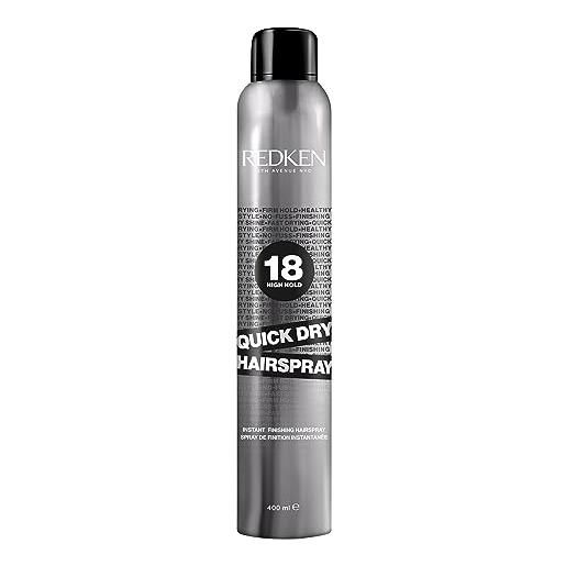 Redken spray fissante, lacca a fissaggio istantaneo, finish dalla brillantezza estrema, per tutti i tipi di capelli, formula vegana, spray quick dry, 400 ml
