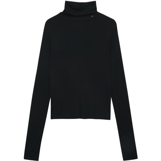 ANINE BING maglione lia con placca logo - nero