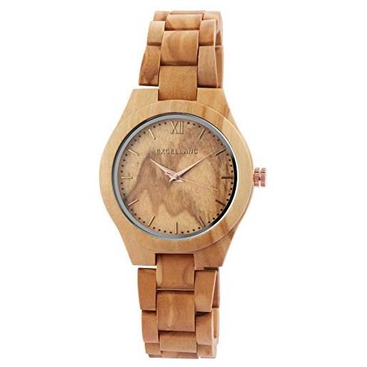 Excellanc orologio da donna marrone legno analogico al quarzo orologio da polso in legno