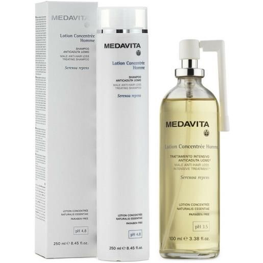 Medavita lotion concentree homme shampoo + trattamento anticaduta 250+100ml - kit anti-caduta uomo capelli fragili