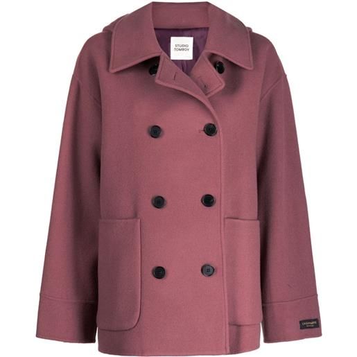STUDIO TOMBOY cappotto doppiopetto con cappuccio rimovibile - rosa